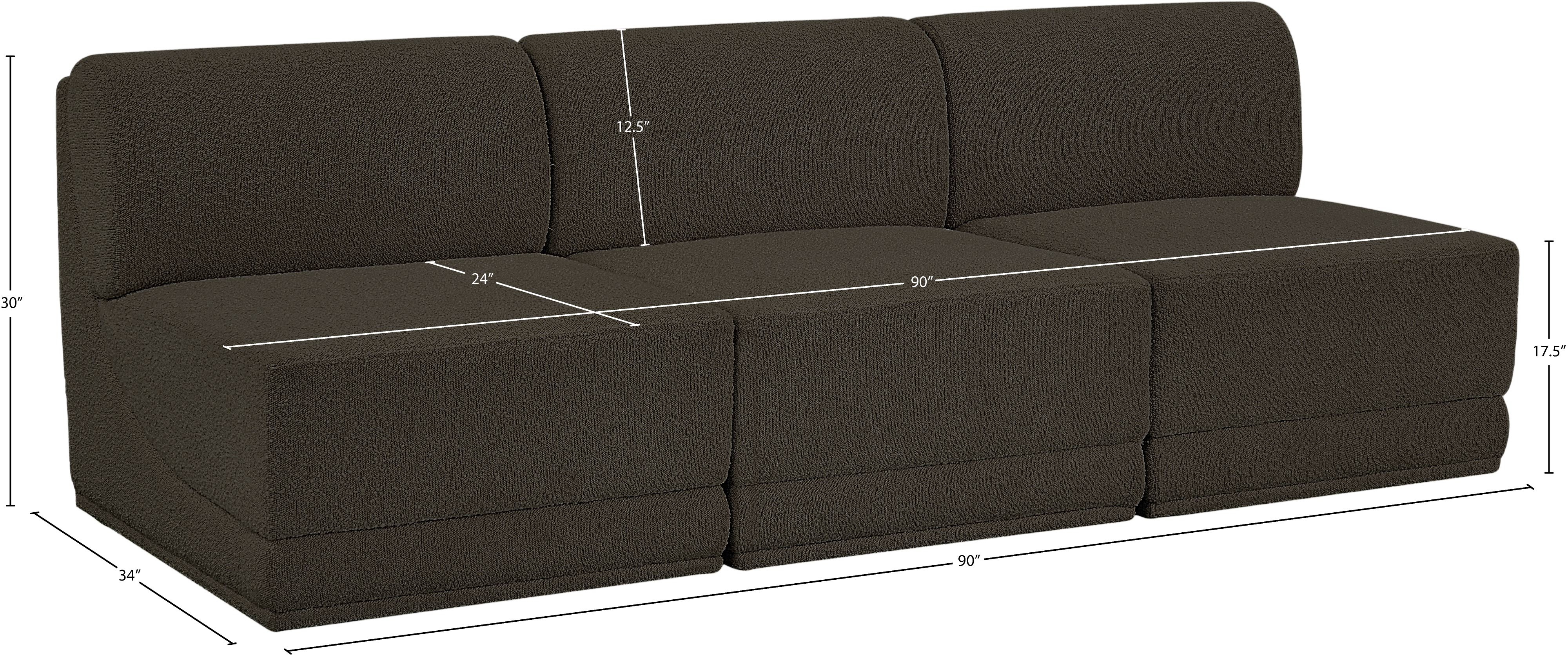 Canapé trois places sans accoudoirs en tissu Boucle Ollie