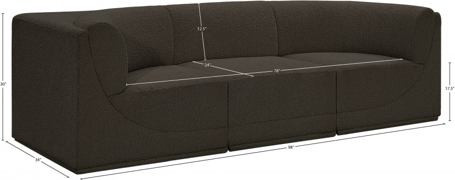 Canapé 3 places en tissu bouclé Ollie avec accoudoirs