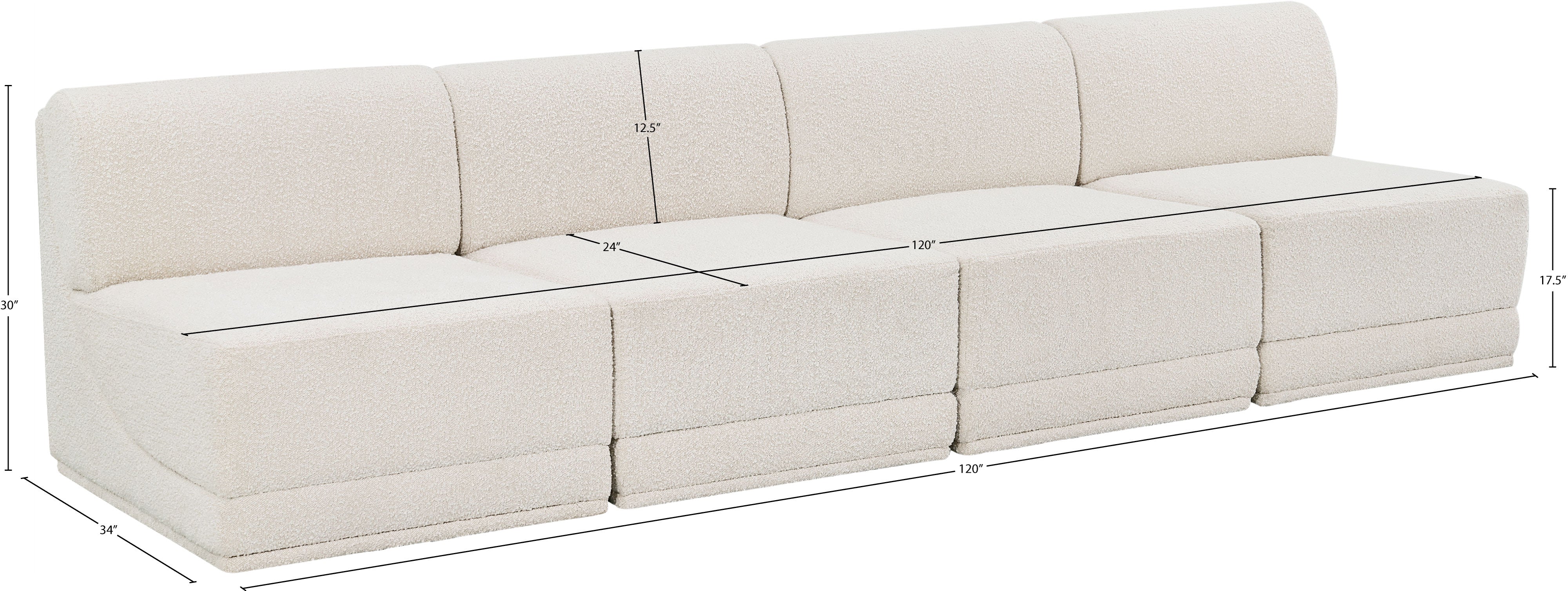 Canapé sans accoudoirs en tissu Boucle Ollie