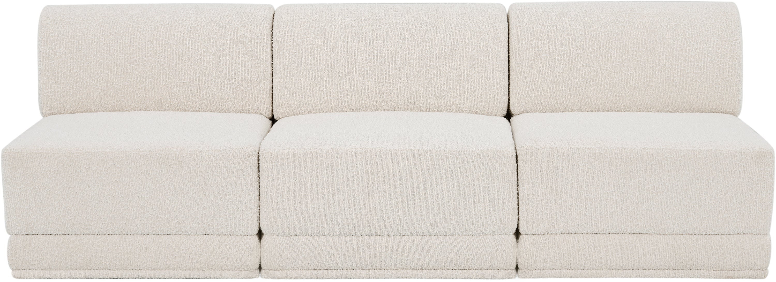Canapé trois places sans accoudoirs en tissu Boucle Ollie