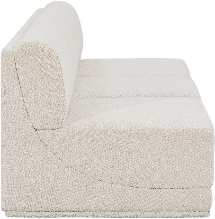 Canapé trois places sans accoudoirs en tissu Boucle Ollie