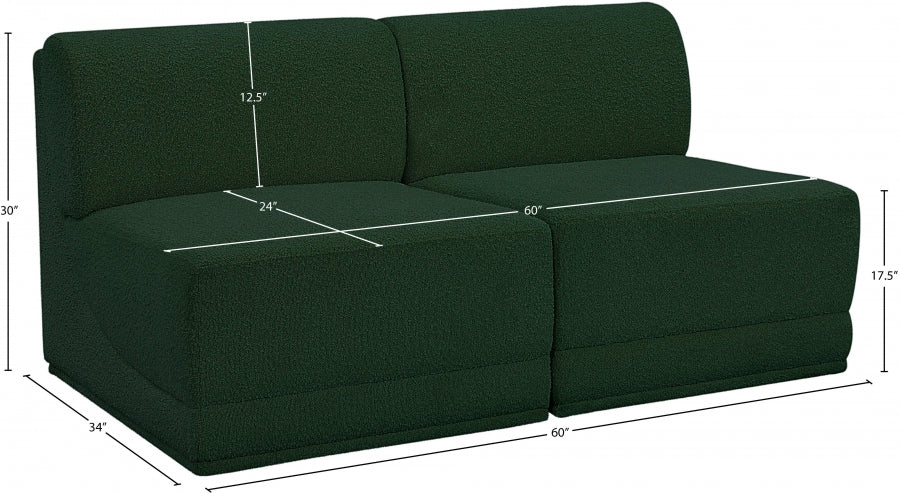 Canapé deux places sans accoudoirs en tissu Boucle Ollie