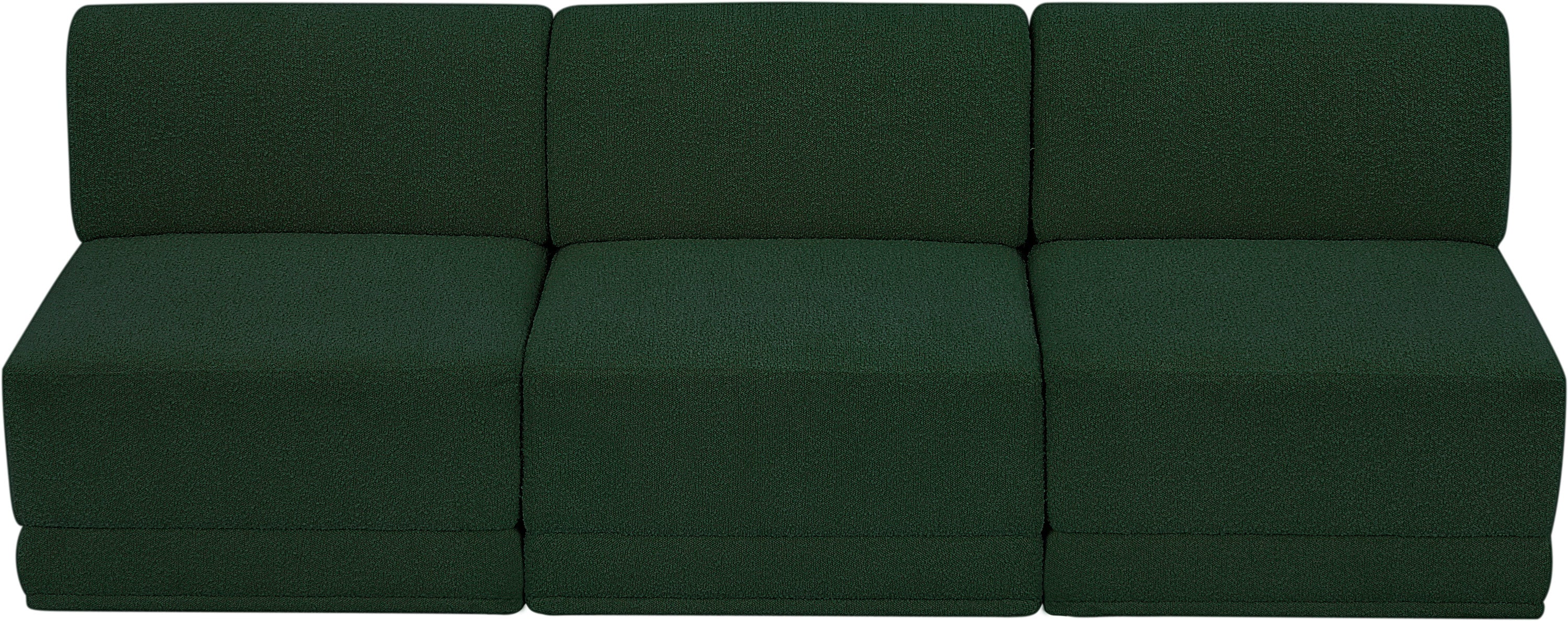 Canapé trois places sans accoudoirs en tissu Boucle Ollie