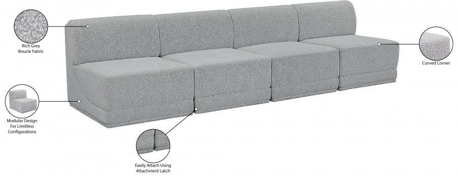 Canapé sans accoudoirs en tissu Boucle Ollie