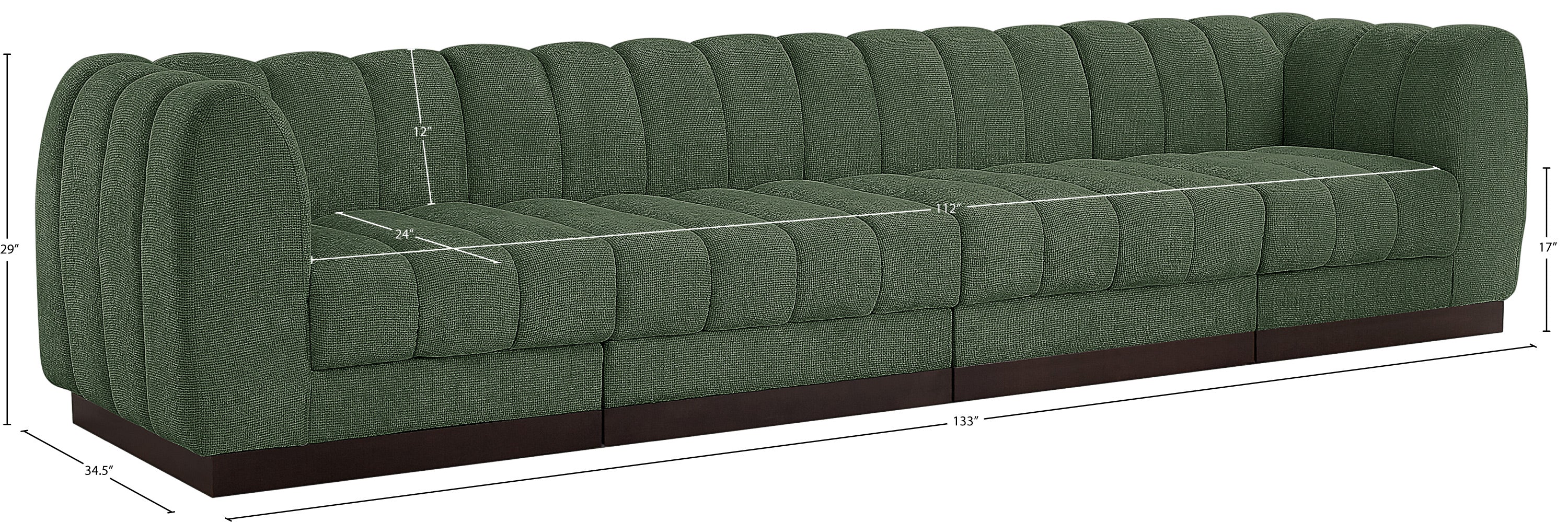Canapé en tissu chenille Quinn avec accoudoirs