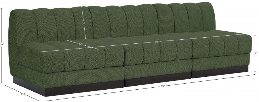 Canapé 3 places sans accoudoirs en tissu chenille Quinn