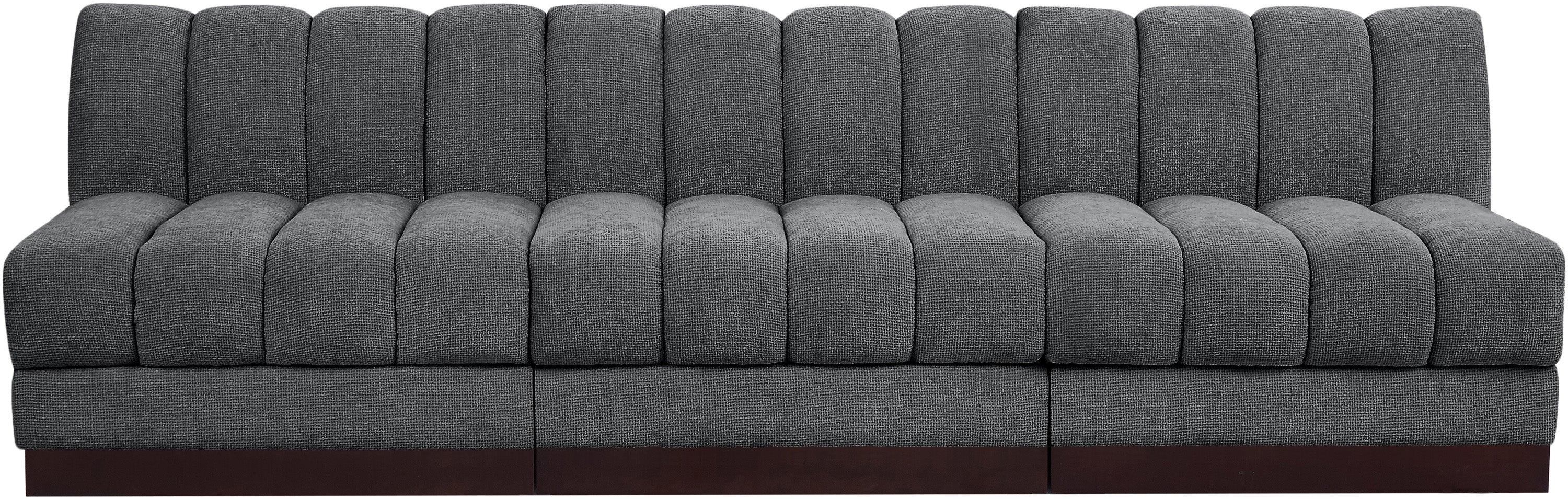 Canapé 3 places sans accoudoirs en tissu chenille Quinn