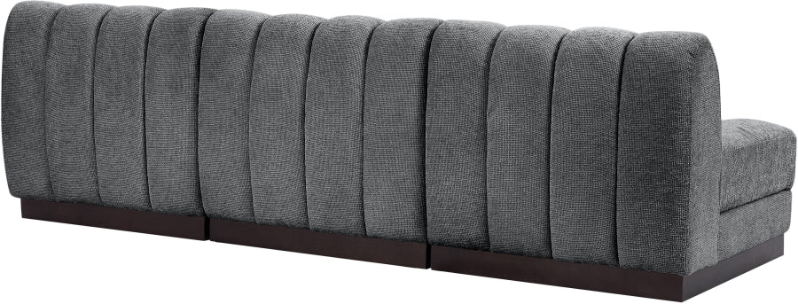 Canapé 3 places sans accoudoirs en tissu chenille Quinn