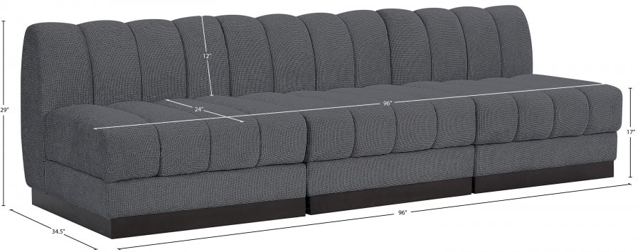 Canapé 3 places sans accoudoirs en tissu chenille Quinn