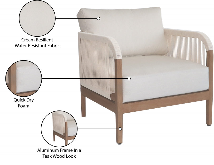 Chaise de patio d'extérieur en tissu résistant à l'eau Maui
