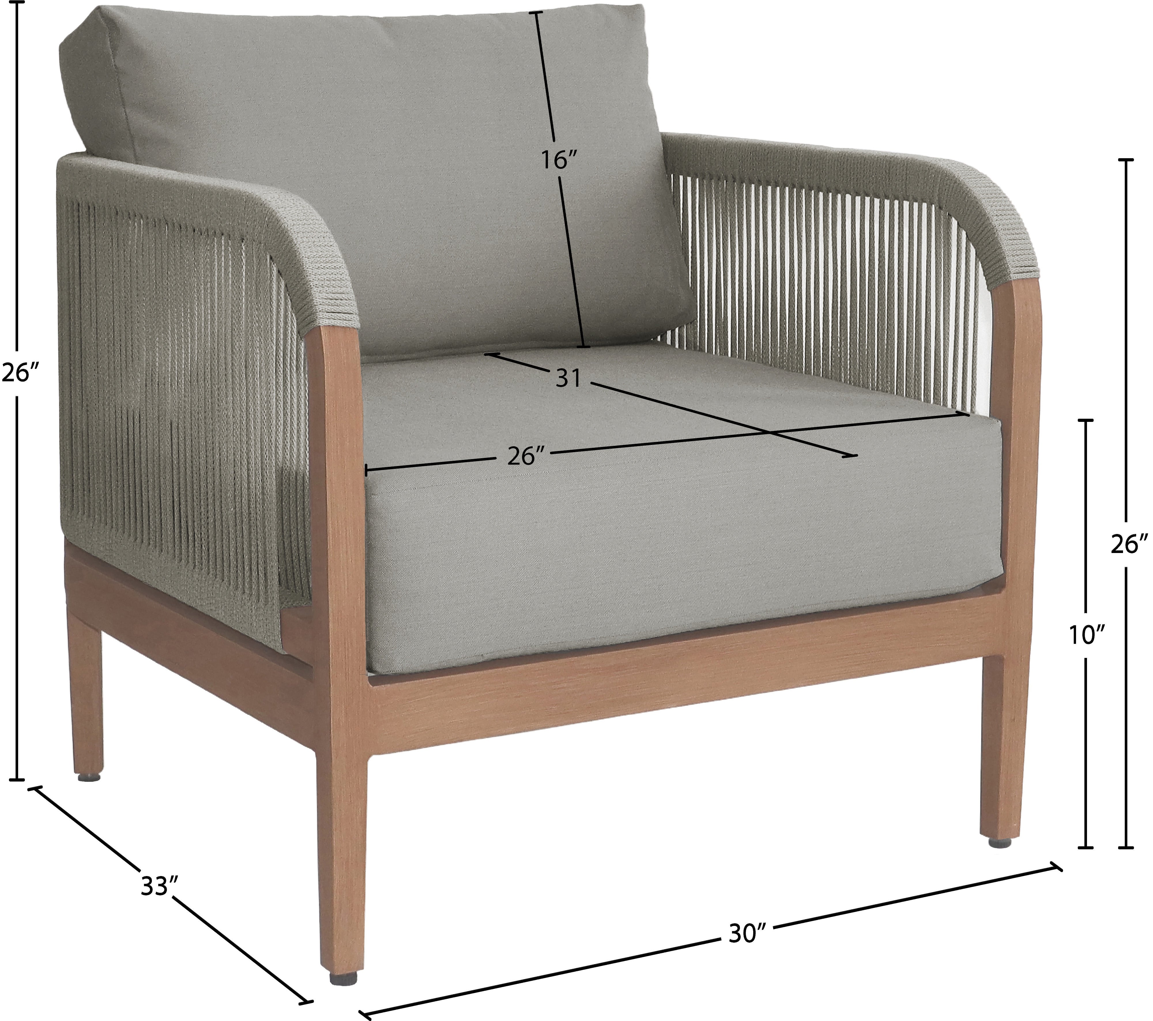 Chaise de patio d'extérieur en tissu résistant à l'eau Maui