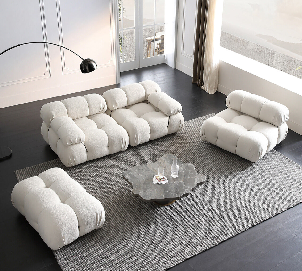 Mario Bellini Boucle Sofa with Ottoman