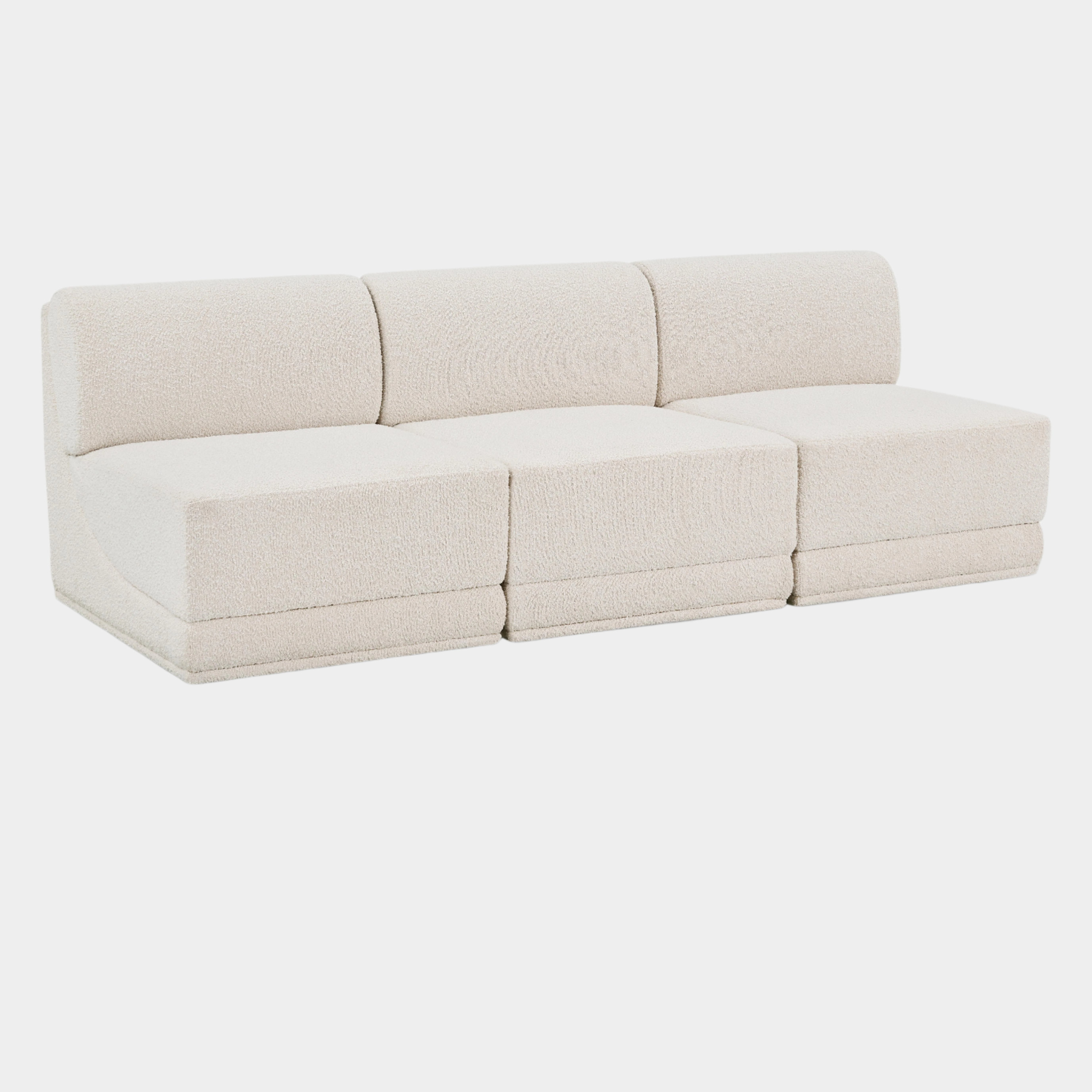 Canapé trois places sans accoudoirs en tissu Boucle Ollie