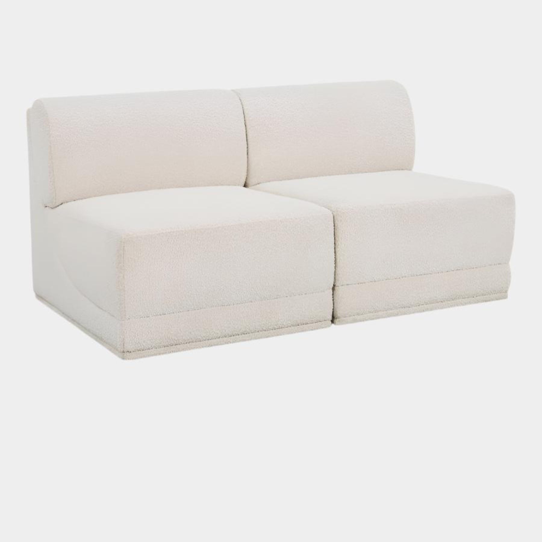 Canapé deux places sans accoudoirs en tissu Boucle Ollie