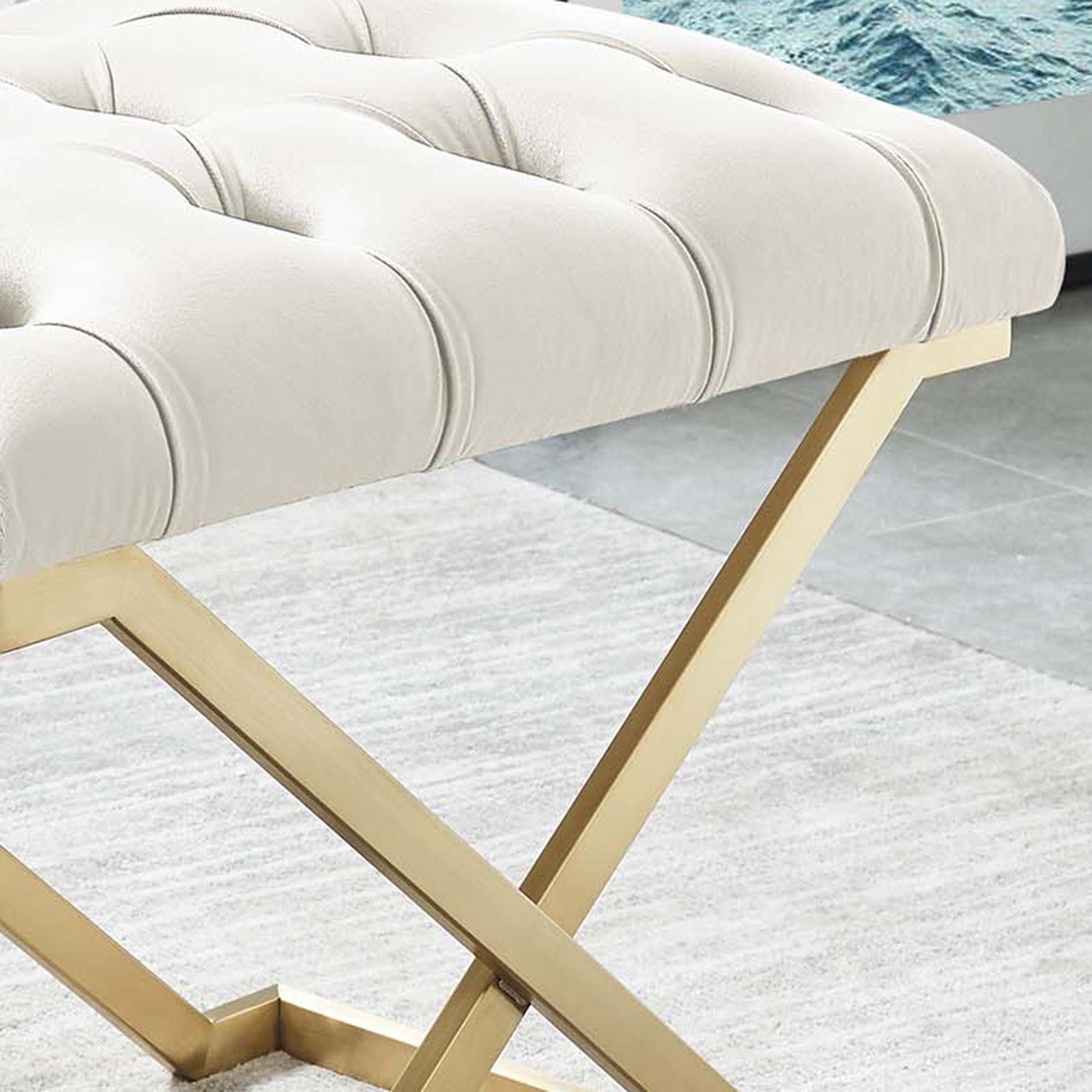 Rada Bench in Ivory and Gold
