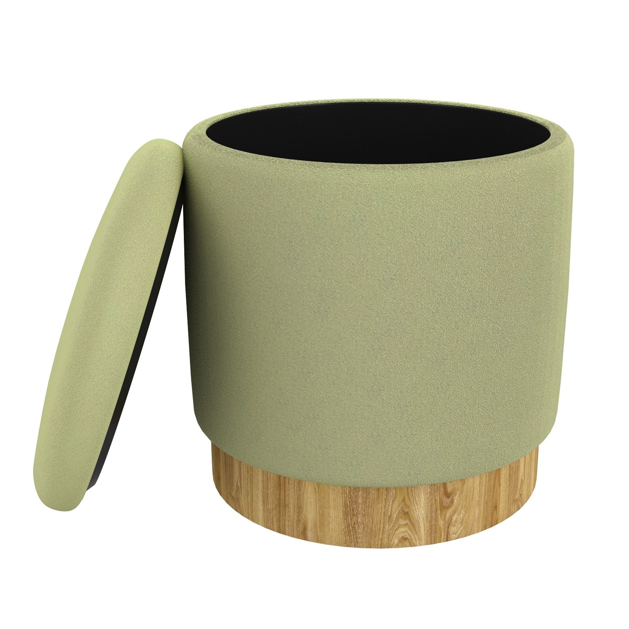 Alya Round Storage Ottoman in Sage and Natural