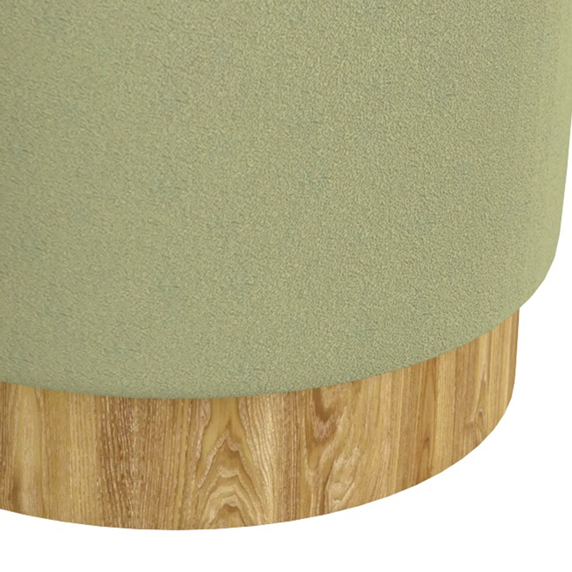 Alya Round Storage Ottoman in Sage and Natural