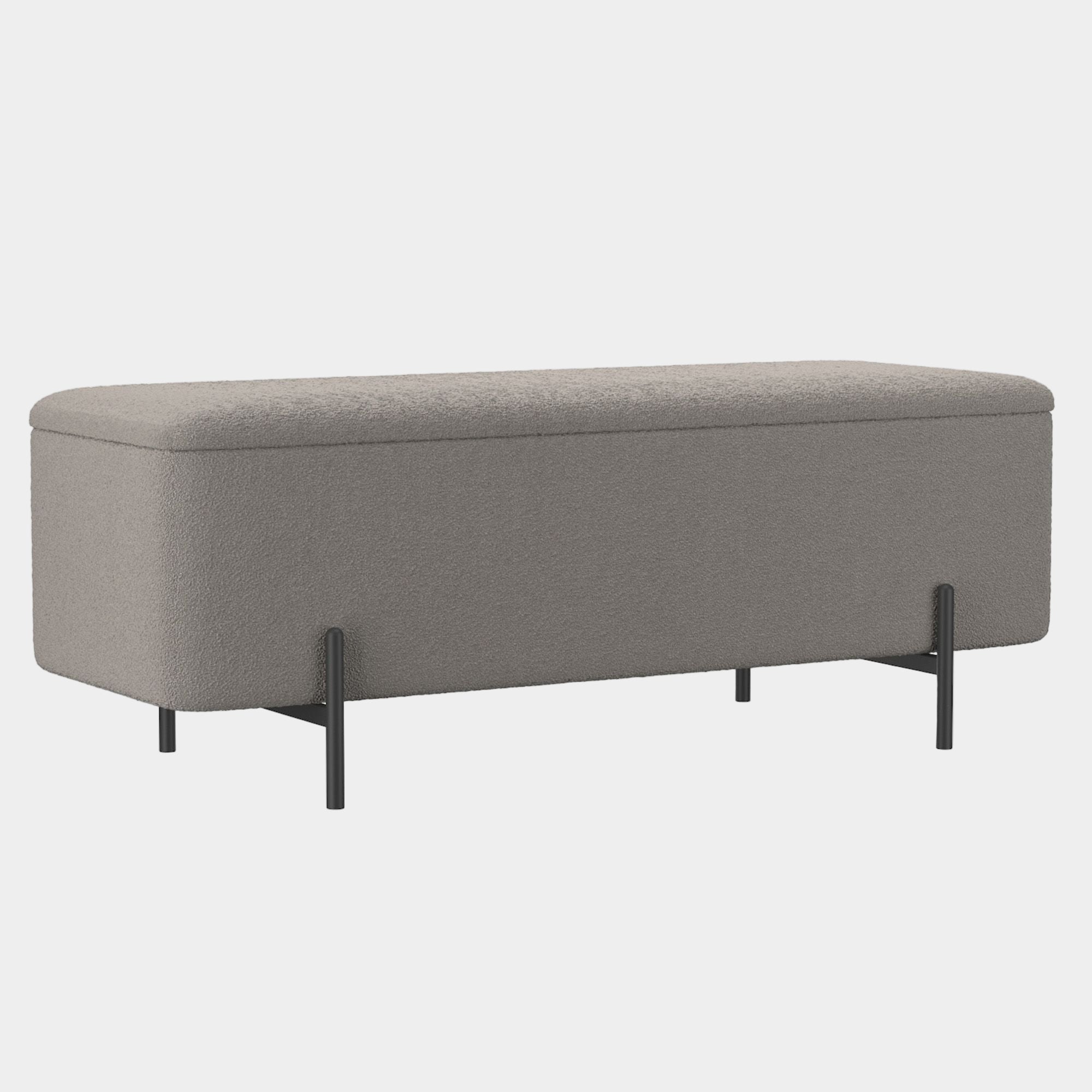 Erzo Storage Ottoman Bench in Warm Grey and Black