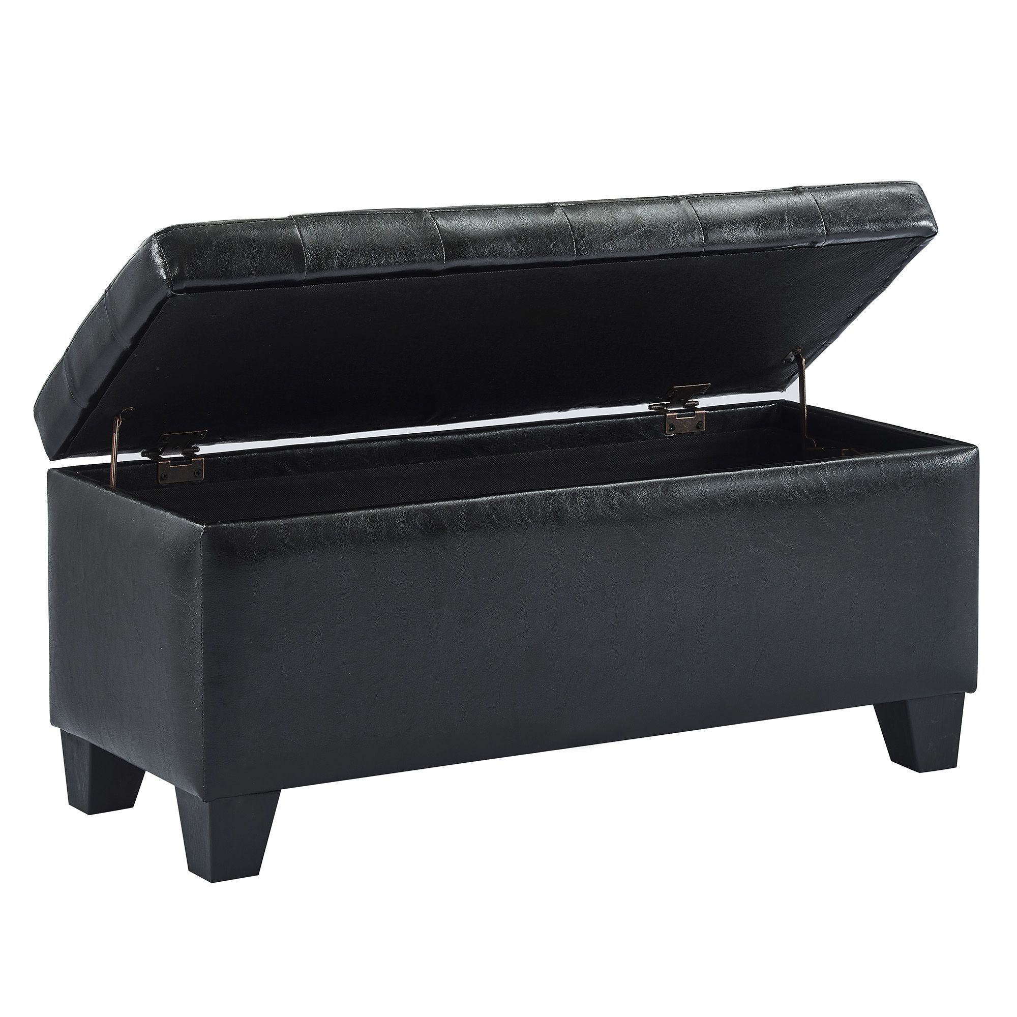 Winston Rectangular Storage Ottoman Bench in Black