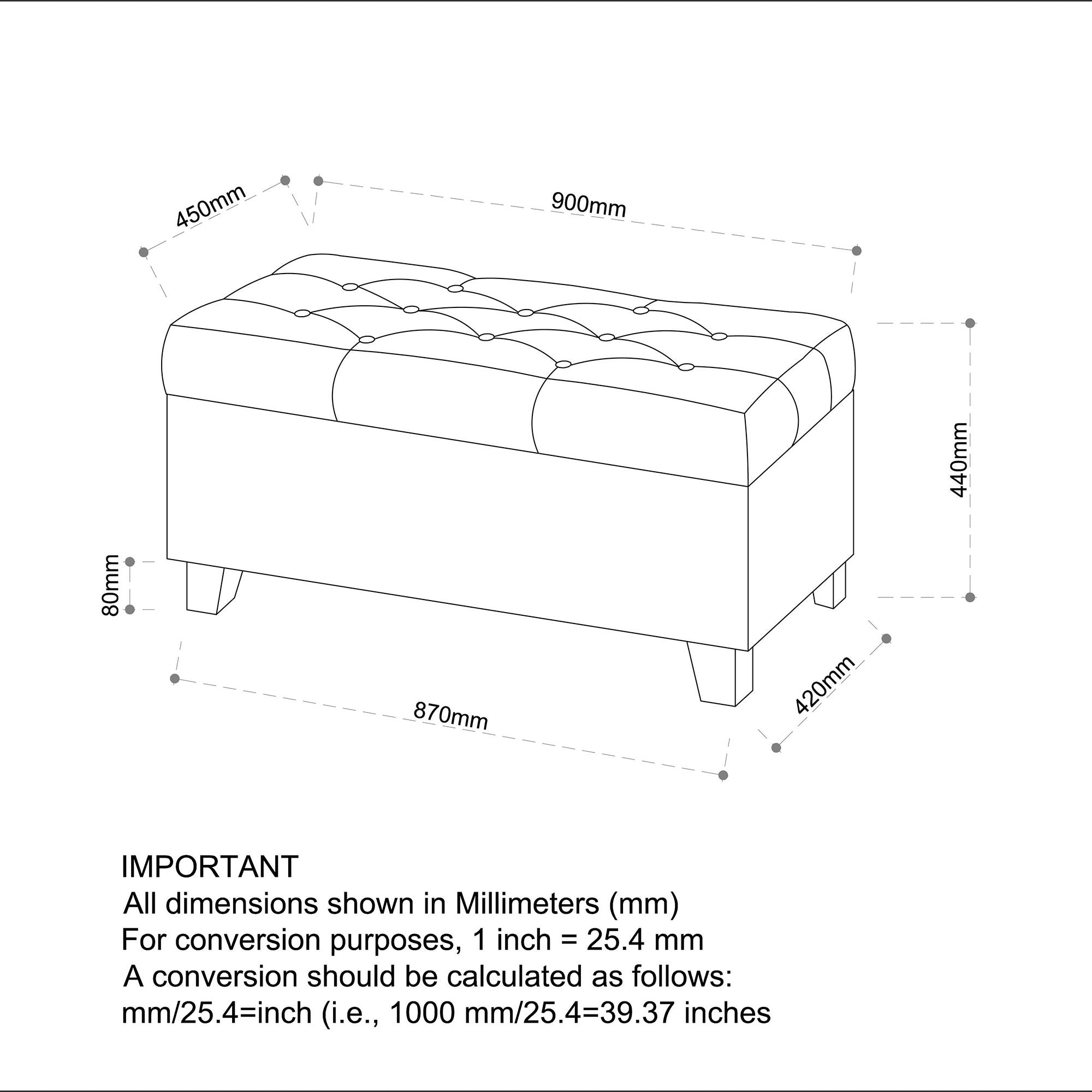 Harper Rectangular Storage Ottoman Bench in Light Grey
