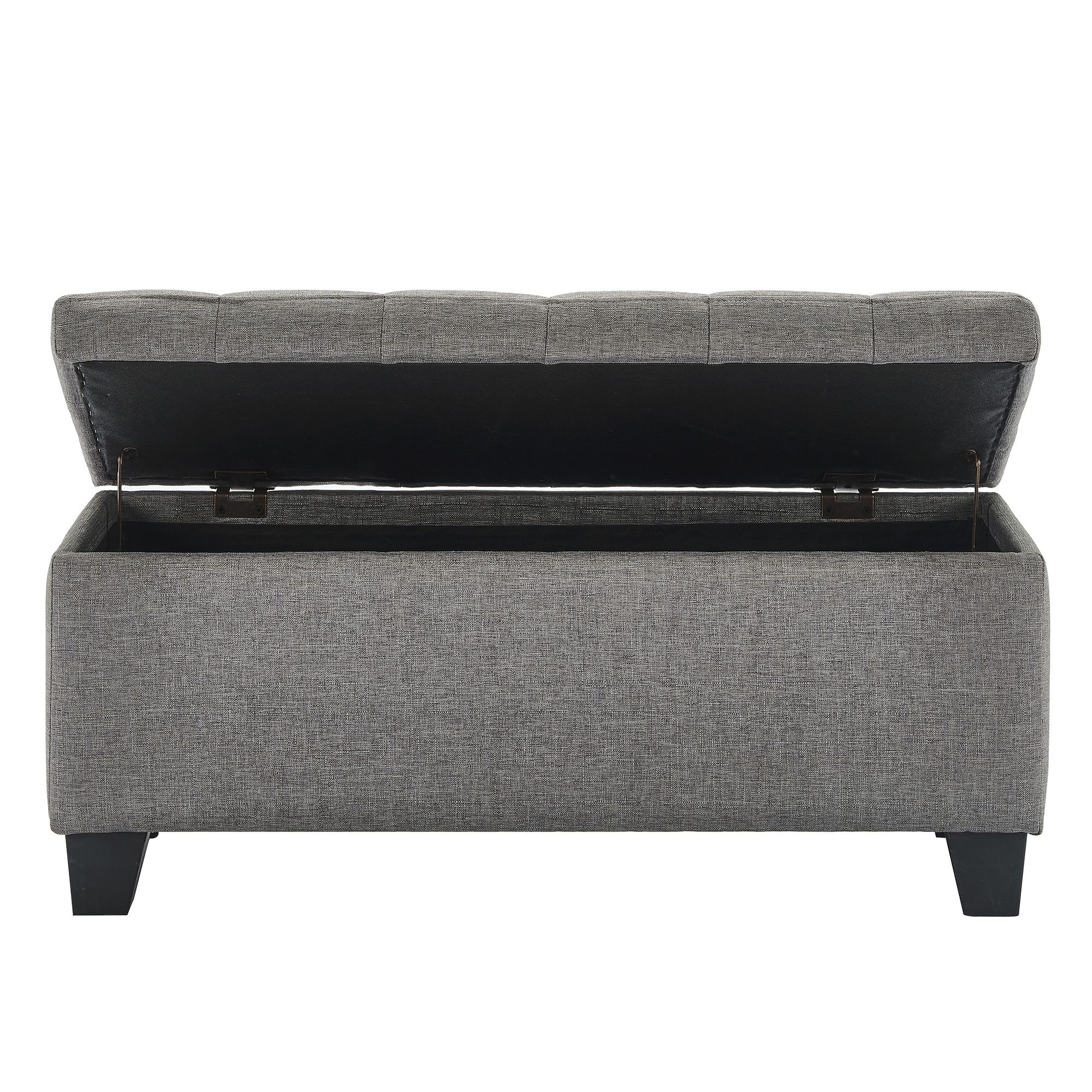 Lila Rectangular Storage Ottoman Bench in Grey