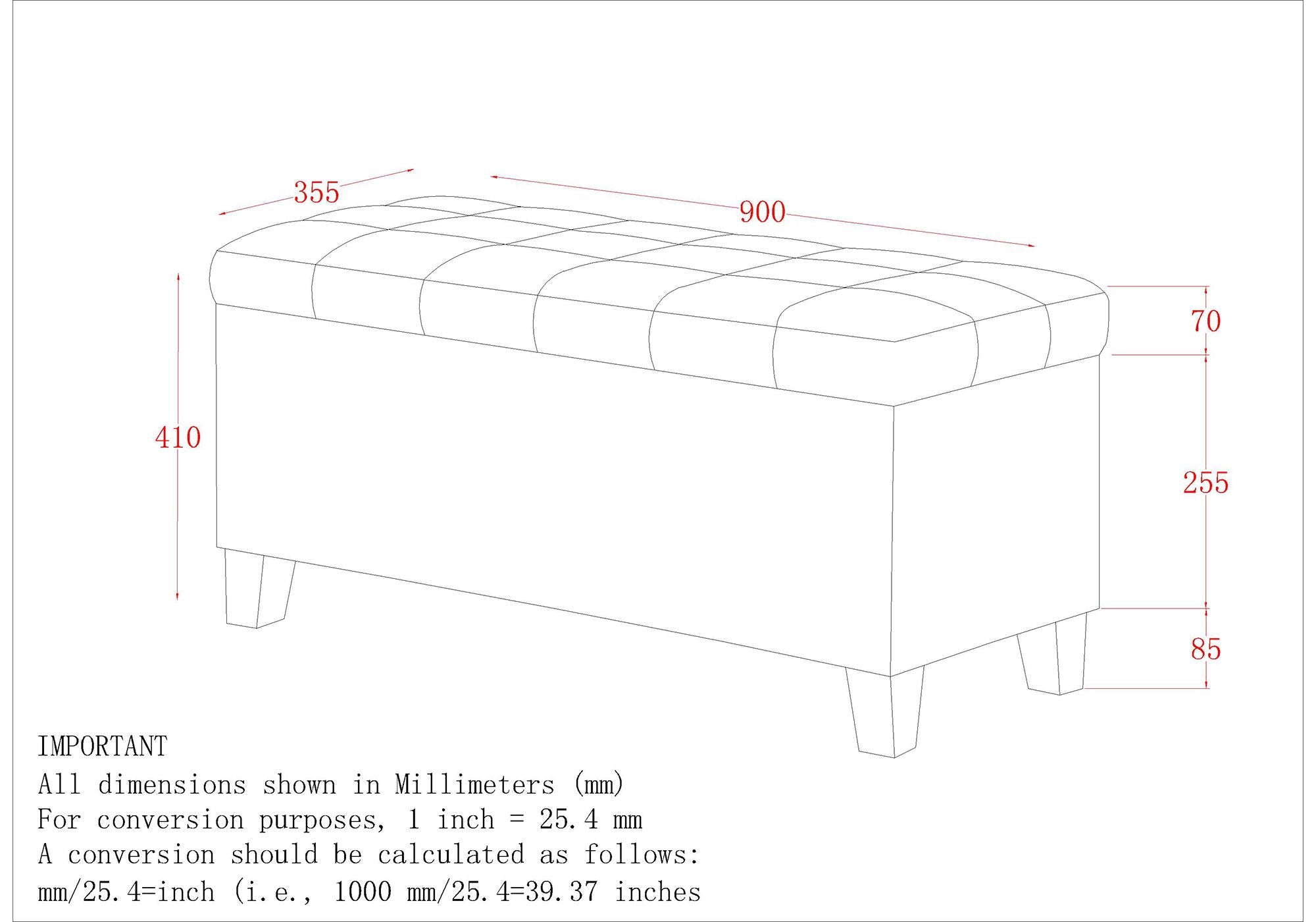 Lila Rectangular Storage Ottoman Bench in Grey