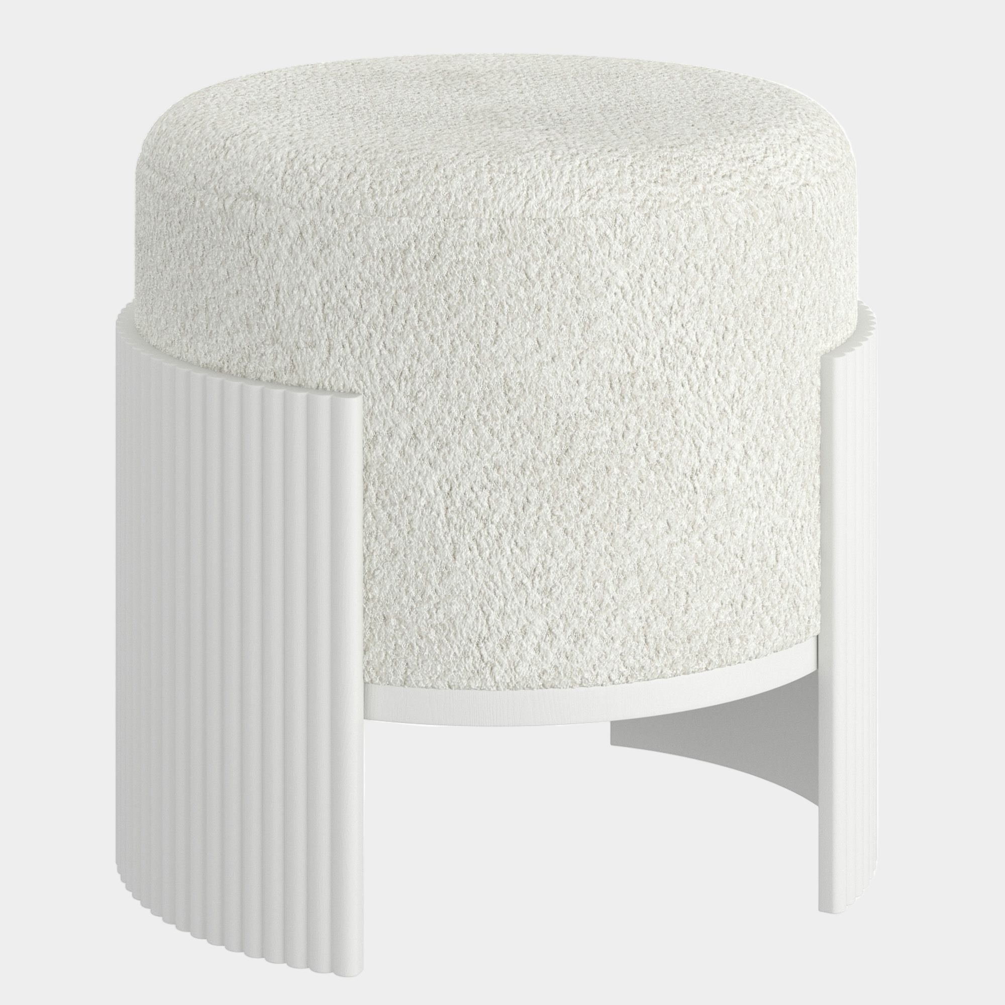 Kiraz Round Ottoman in Ivory & White