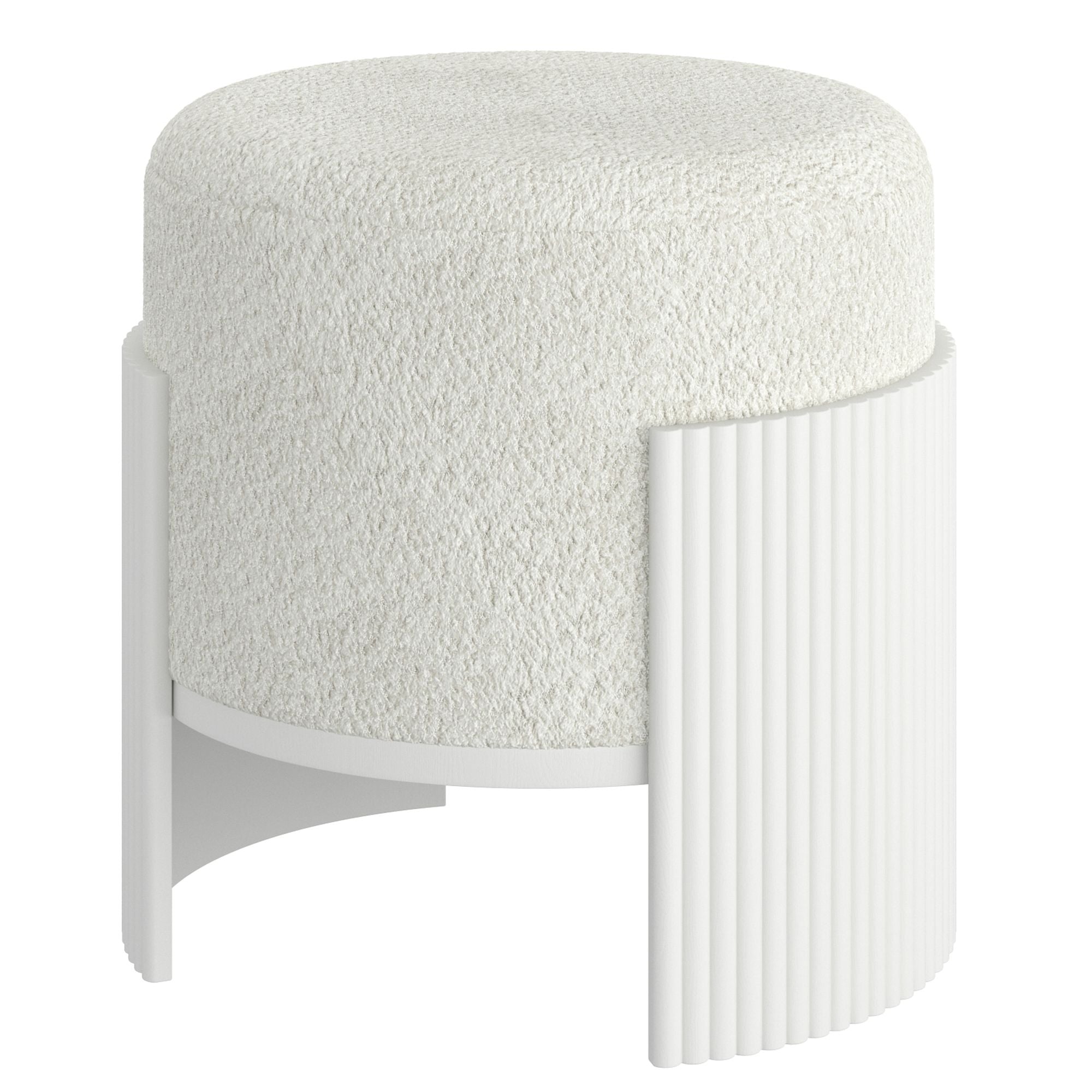 Kiraz Round Ottoman in Ivory & White