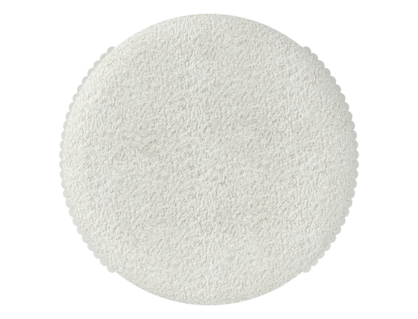 Kiraz Round Ottoman in Ivory & White