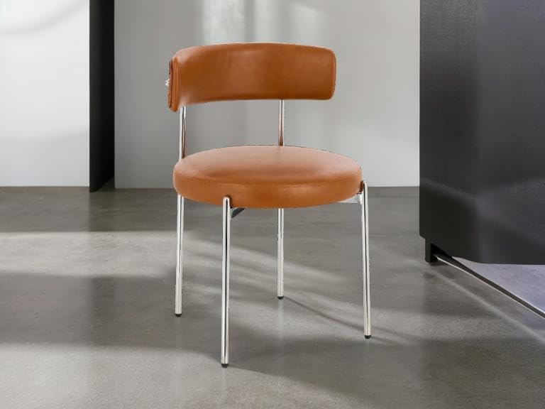Libera Inesse Tan PU Leather Dining Chair - Silver