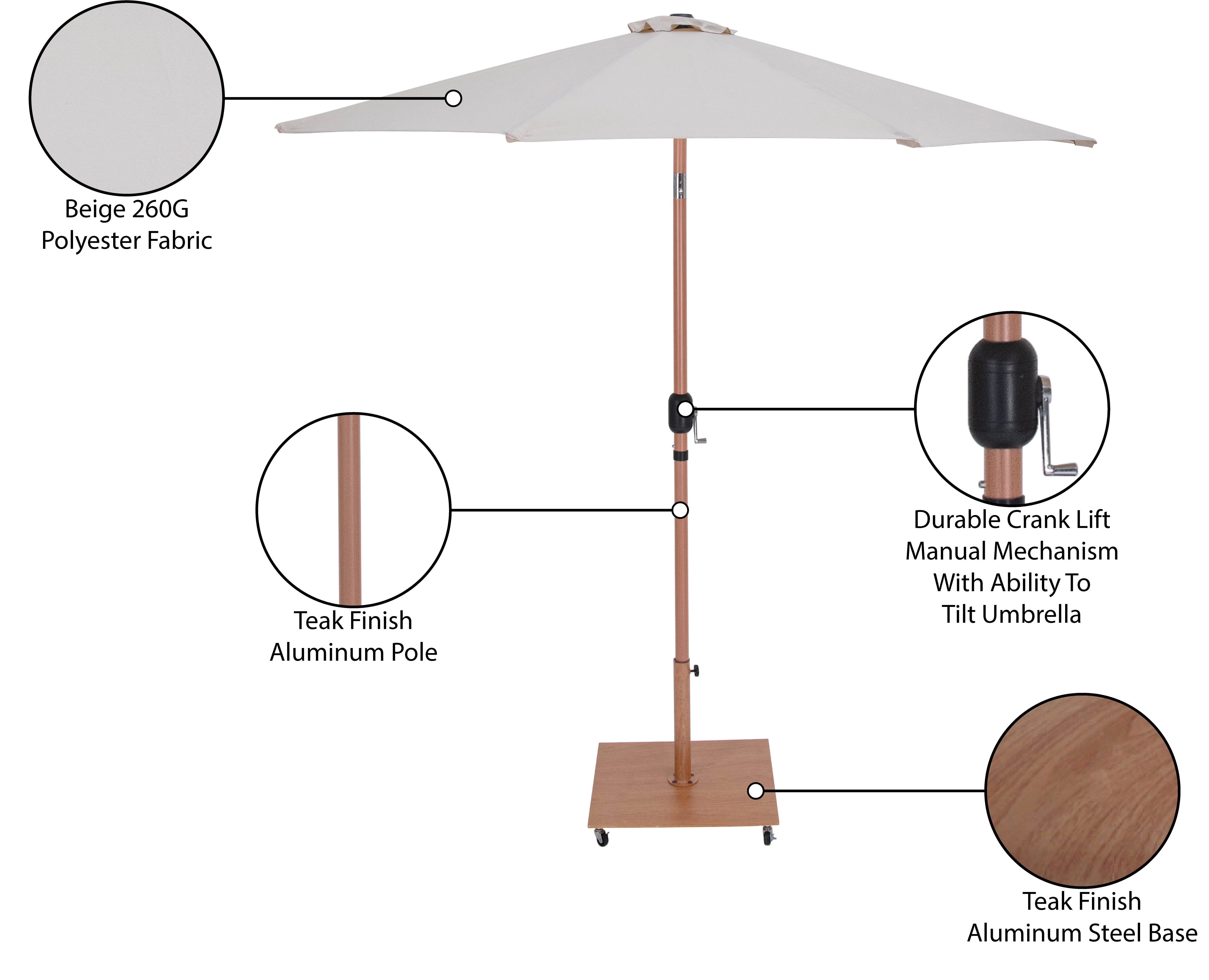 Fiji Water Resistant Fabric And Aluminum Patio Umbrella With Base Set