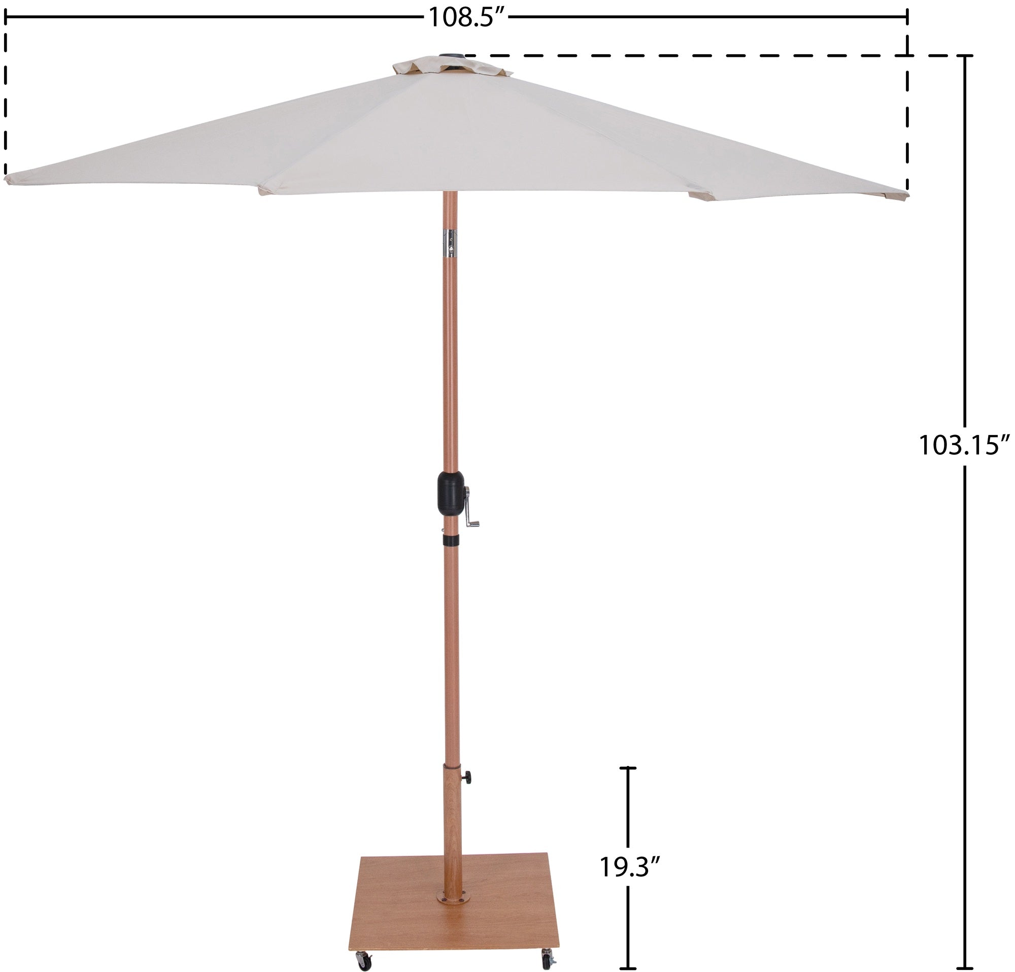 Fiji Water Resistant Fabric And Aluminum Patio Umbrella With Base Set