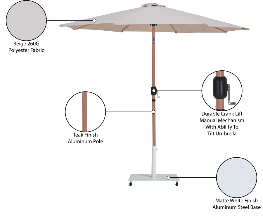 Fiji Water Resistant Fabric And Aluminum Patio Umbrella With Base Set