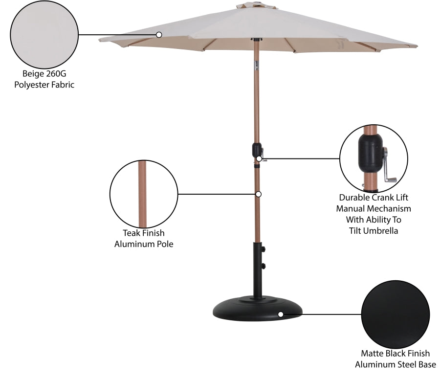 Fiji Water Resistant Fabric And Aluminum Patio Umbrella With Base Set