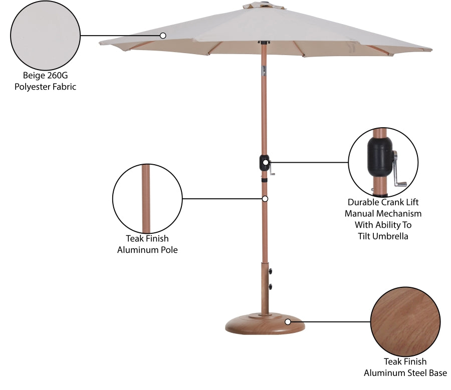 Fiji Water Resistant Fabric And Aluminum Patio Umbrella With Base Set