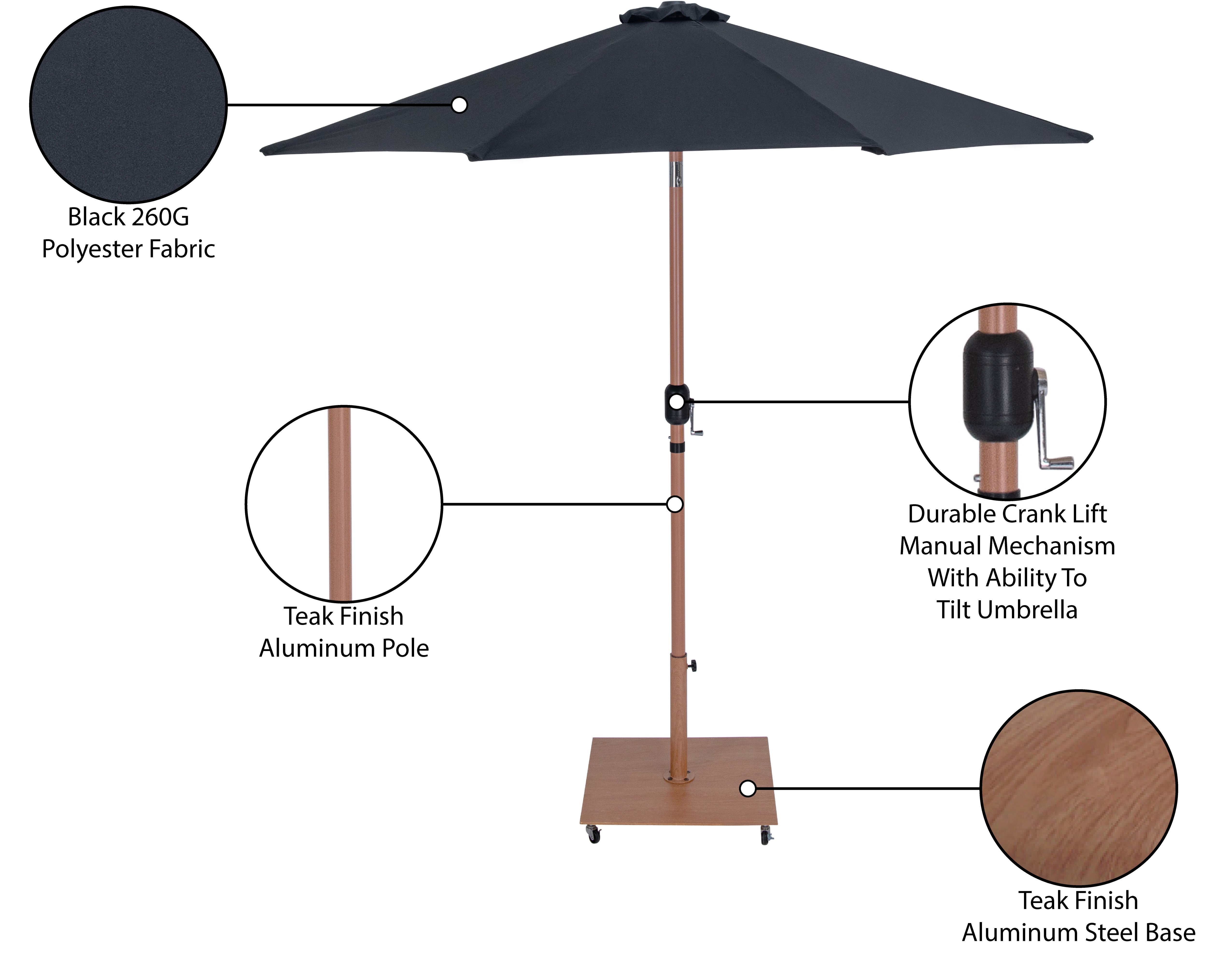 Fiji Water Resistant Fabric And Aluminum Patio Umbrella With Base Set