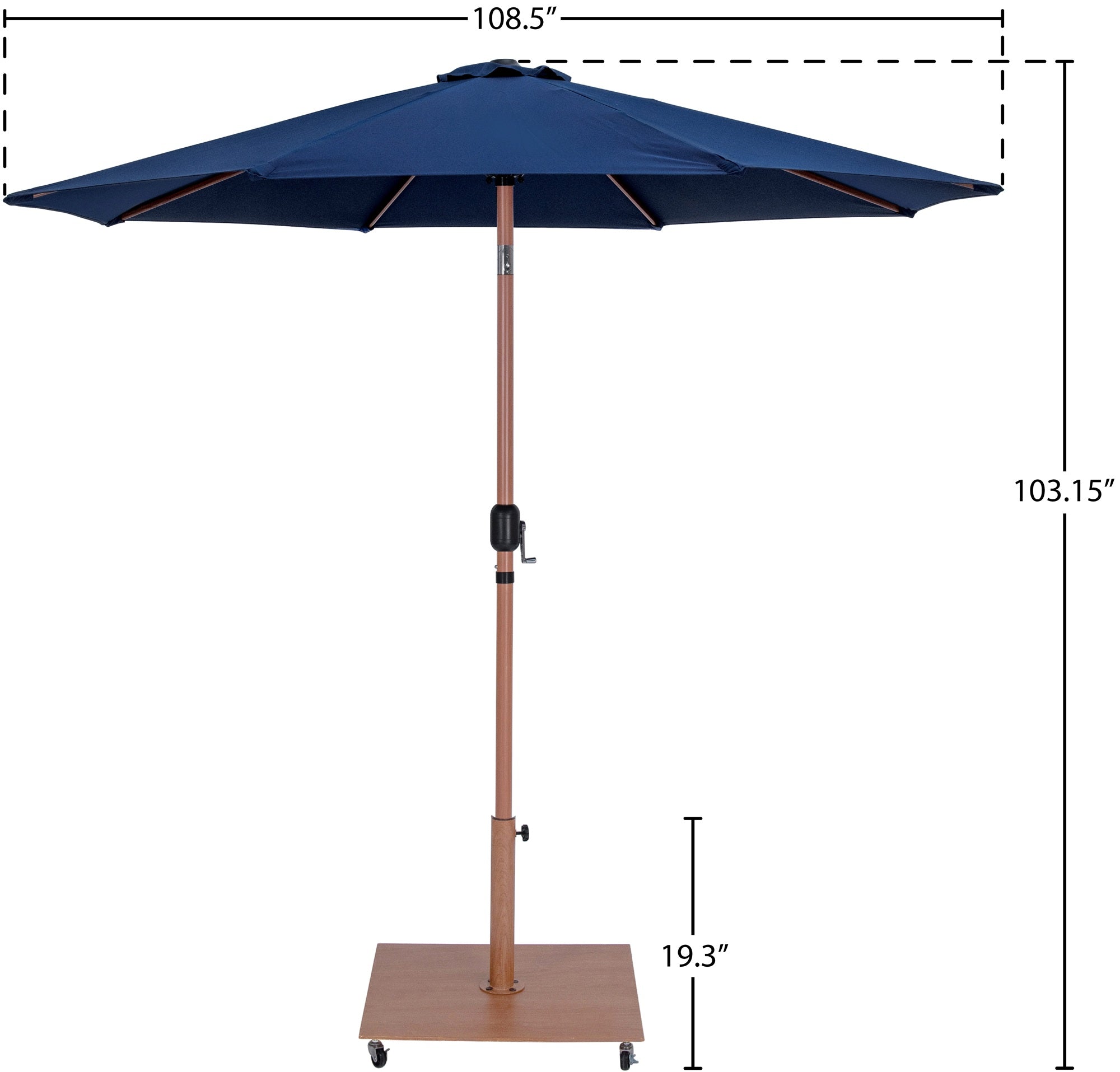 Fiji Water Resistant Fabric And Aluminum Patio Umbrella With Base Set
