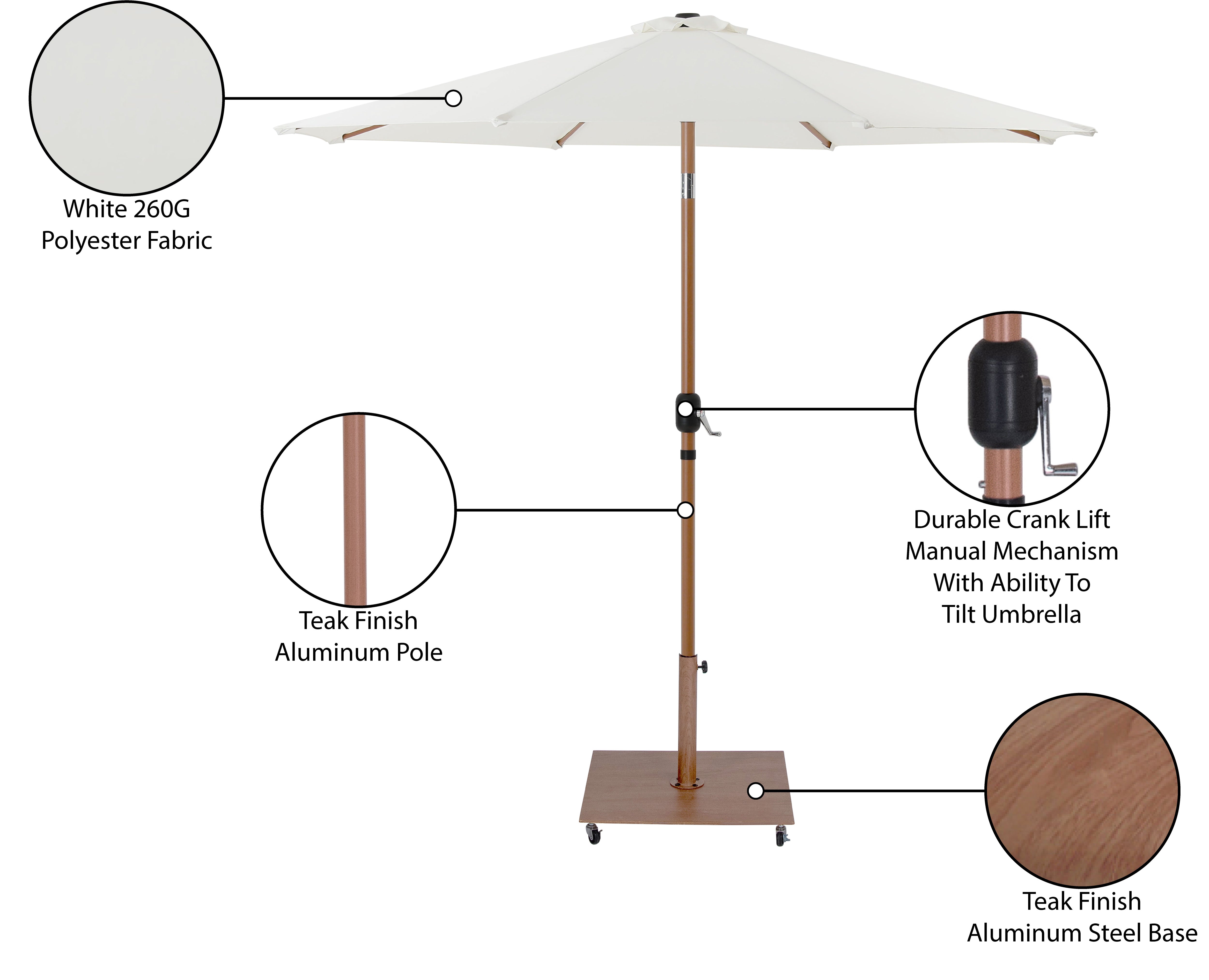 Fiji Water Resistant Fabric And Aluminum Patio Umbrella With Base Set