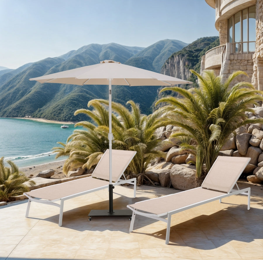 Fiji Water Resistant Fabric And Aluminum Patio Umbrella With Base Set