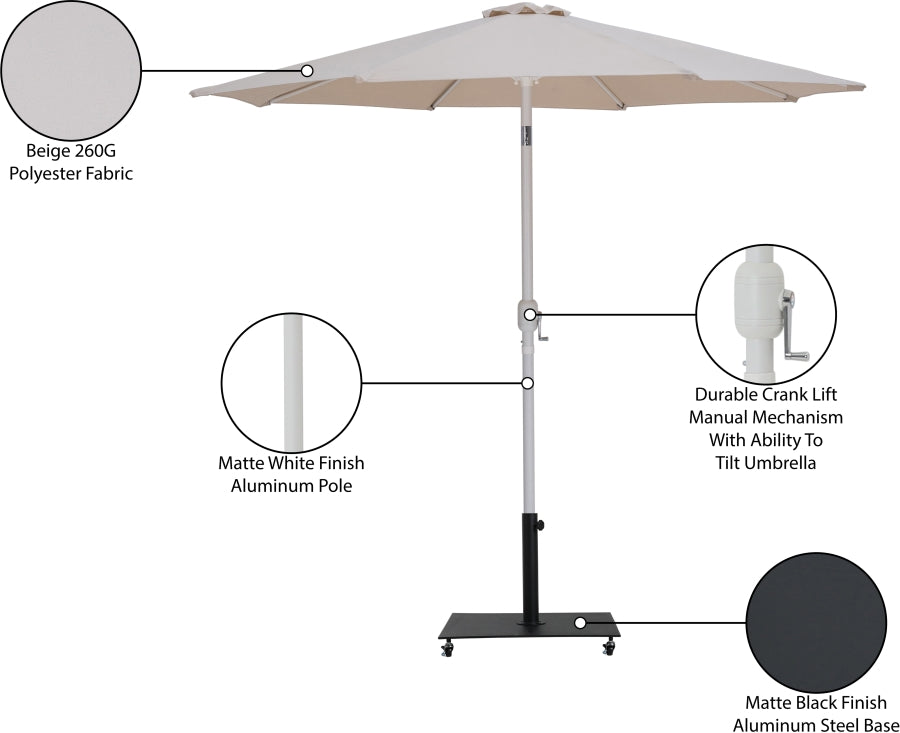 Fiji Water Resistant Fabric And Aluminum Patio Umbrella With Base Set