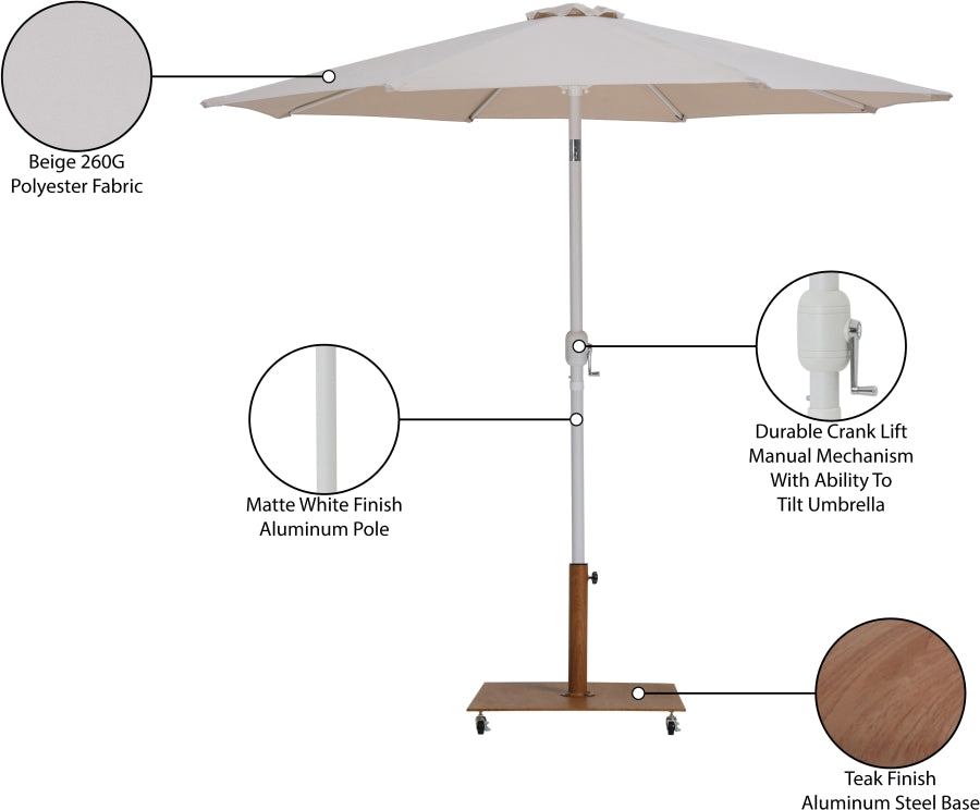 Fiji Water Resistant Fabric And Aluminum Patio Umbrella With Base Set