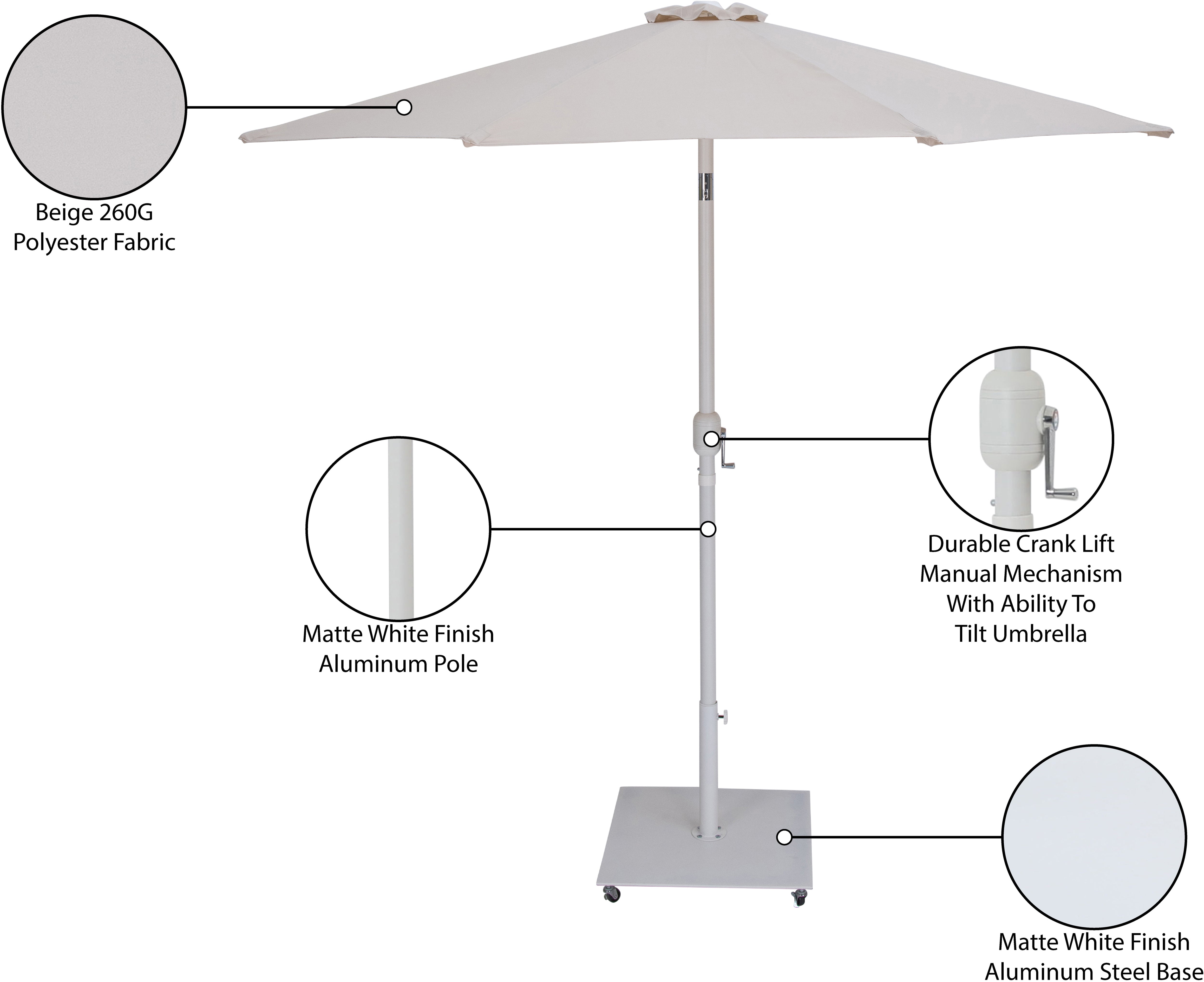 Fiji Water Resistant Fabric And Aluminum Patio Umbrella With Base Set