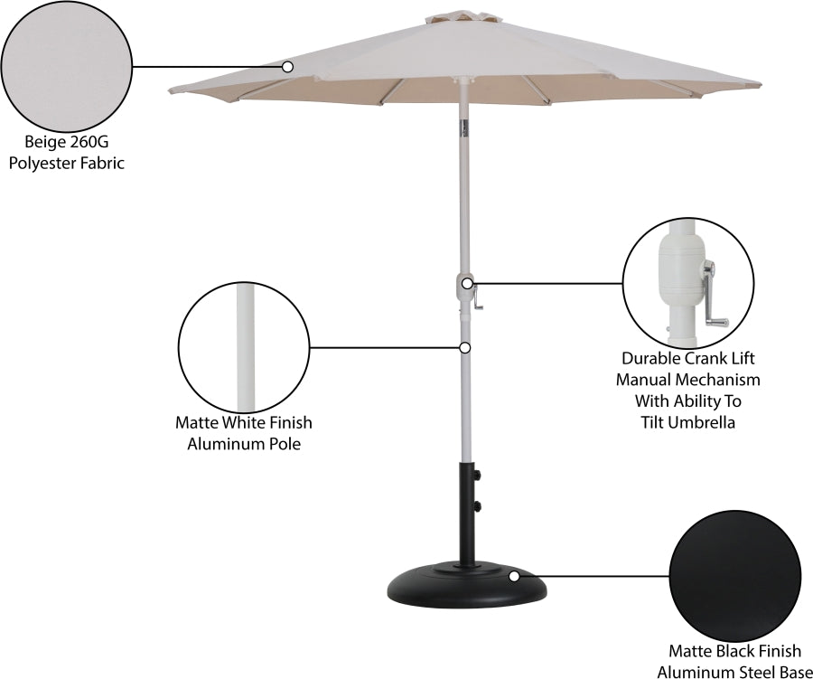 Fiji Water Resistant Fabric And Aluminum Patio Umbrella With Base Set