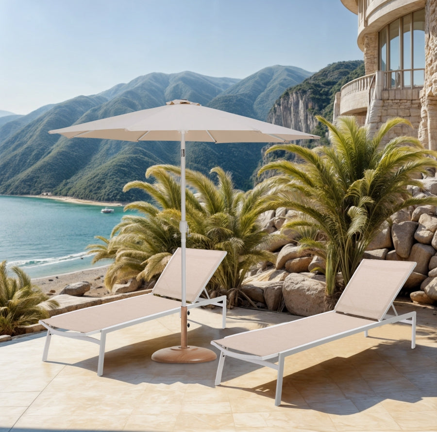 Fiji Water Resistant Fabric And Aluminum Patio Umbrella With Base Set