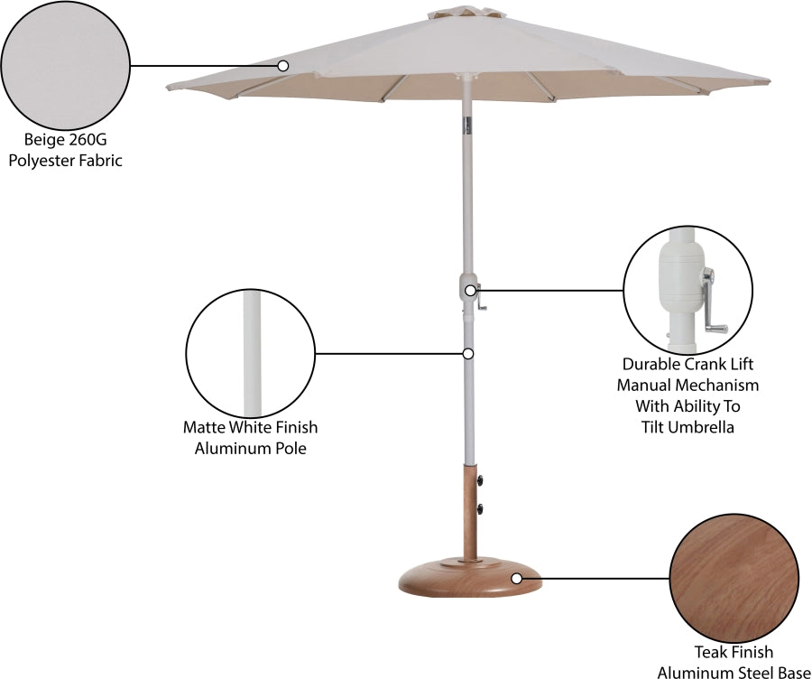 Fiji Water Resistant Fabric And Aluminum Patio Umbrella With Base Set