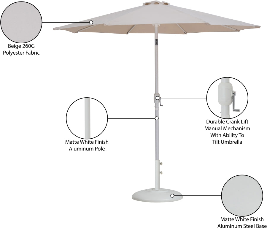 Fiji Water Resistant Fabric And Aluminum Patio Umbrella With Base Set