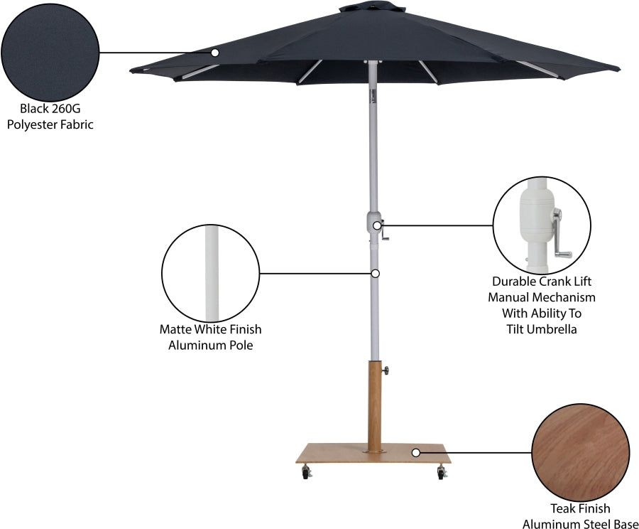 Fiji Water Resistant Fabric And Aluminum Patio Umbrella With Base Set