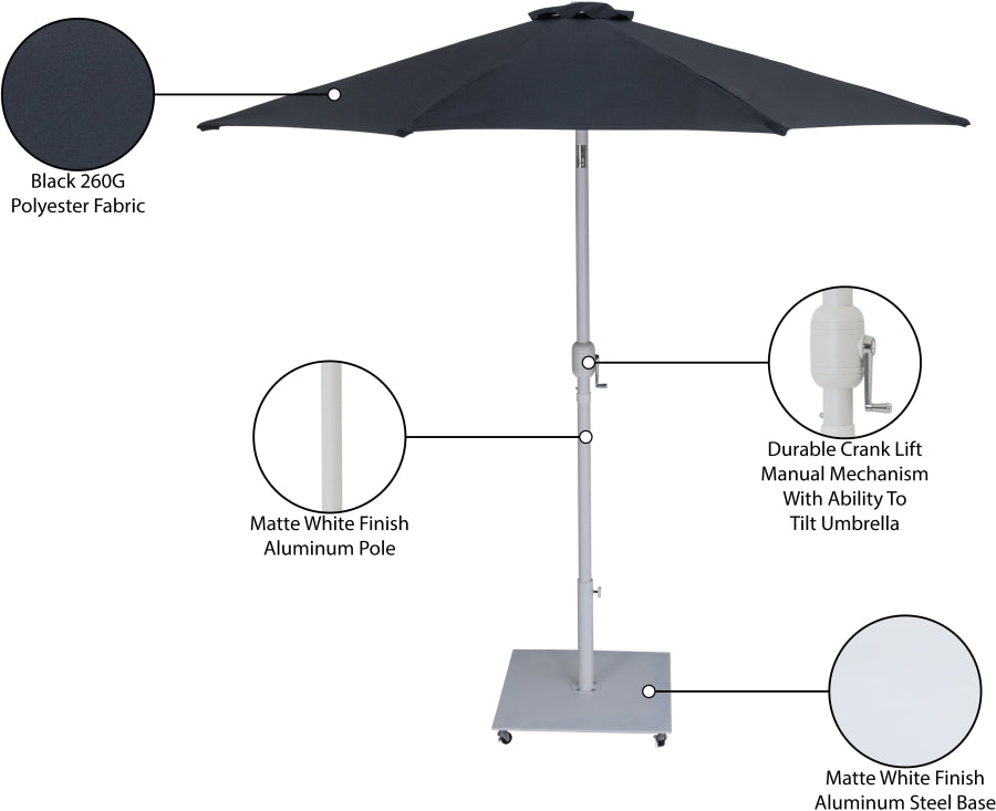 Fiji Water Resistant Fabric And Aluminum Patio Umbrella With Base Set