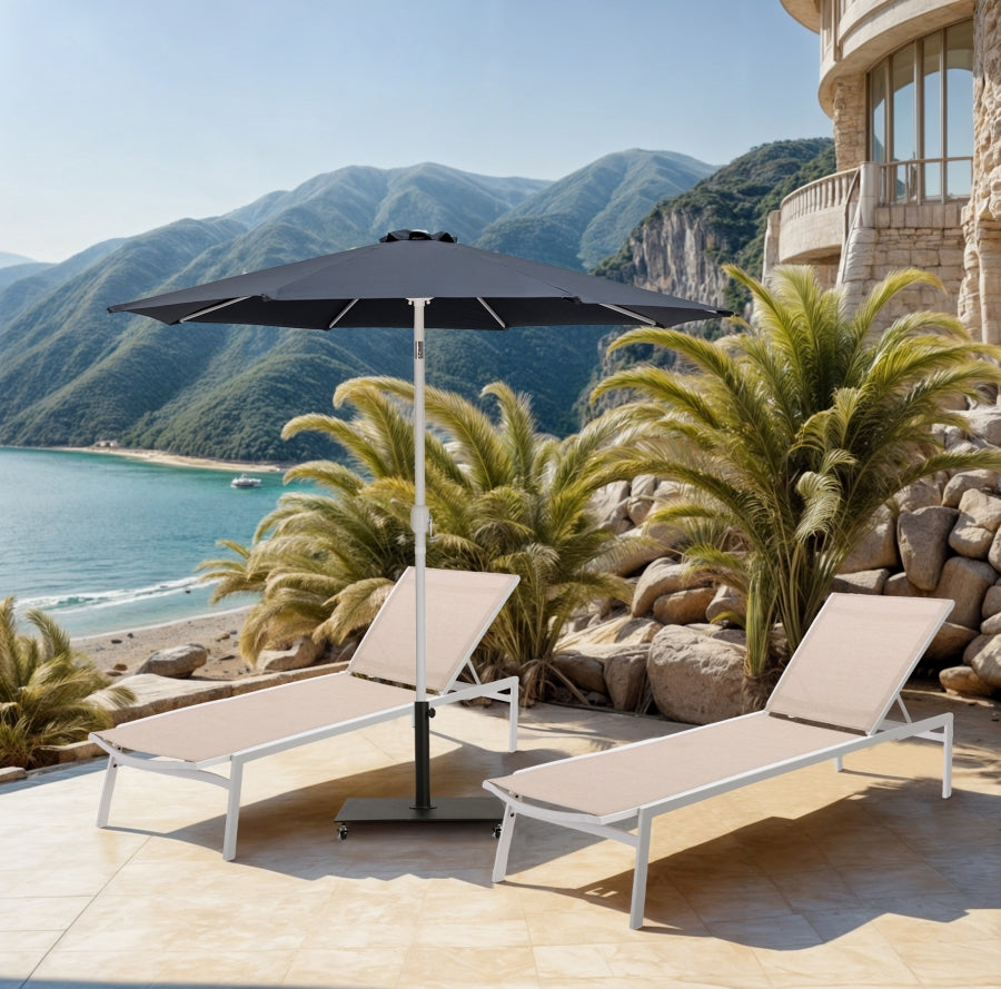 Fiji Water Resistant Fabric And Aluminum Patio Umbrella With Base Set