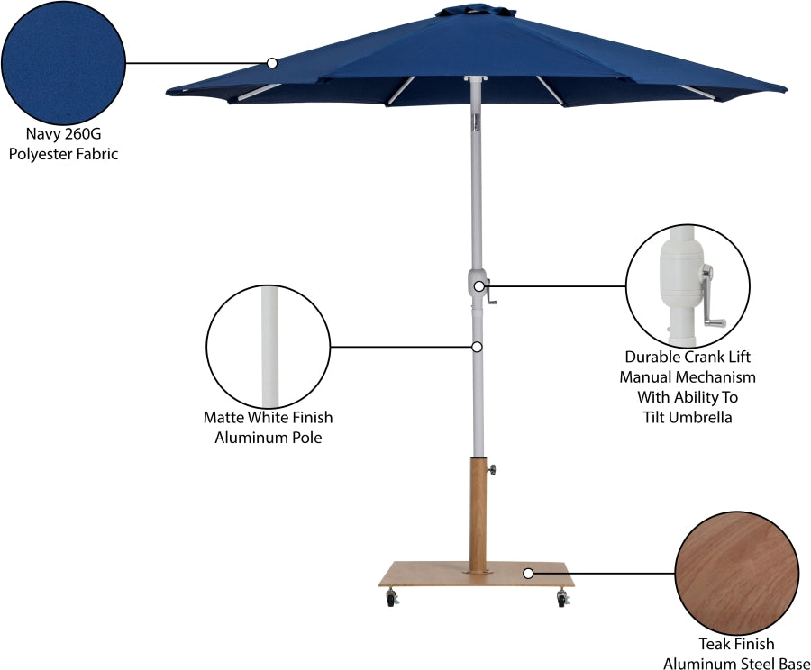 Fiji Water Resistant Fabric And Aluminum Patio Umbrella With Base Set